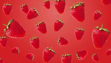 清新草莓下落循环水果动画4K视频AE模板视频的预览图